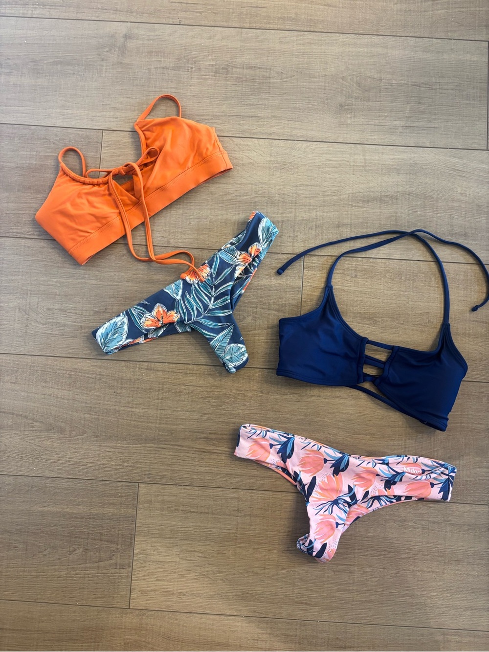 Midori Navy & Orange Floral Mixed Bikini Set